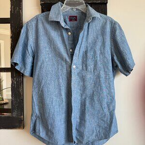 Men's UNTUCKit Short Sleeve Button Down, Style: Palomino, Size: Medium, Blue